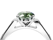 Solitaire Engagement Ring Setting for Fancy Green Oval Center with Channel Accents and Prong Head in White Gold