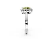 Starburst Halo Engagement Ring Setting for Fancy Yellow Radiant Cut Center with Flat Cathedral Band and Prong Head in Sterling Silver