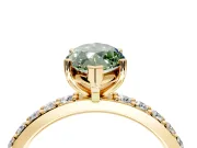 Solitaire Engagement Ring Setting for Fancy Green Marquise Center with Round Cut Pave Band and Prong Head in Yellow Gold