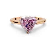 Solitaire Engagement Ring Setting for Fancy Pink Heart-Shaped Center with Narrow Cathedral Band and Prong Head in Rose Gold