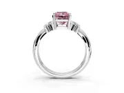 Solitaire Engagement Ring Setting for Fancy Pink Radiant Cut Center with Grooved Bar Accent Band and Prong Head in Sterling Silver