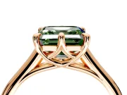Solitaire Engagement Ring Setting for Fancy Green Asscher Cut Center with Cathedral Band and Prong Head in Rose Gold