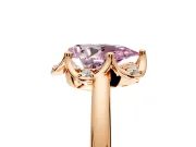 Floral Frame Engagement Ring Setting for Fancy Pink Pear-Shaped Center with Accent Clusters and Prong Head in Rose Gold