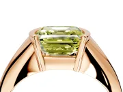 Tension Engagement Ring Setting for Fancy Yellow Asscher Cut Center with Wide Tapered Band and Tension Head in Rose Gold