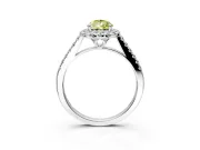 Halo Engagement Ring Setting for Fancy Yellow Pear-Shaped Center with Raised Halo, Pave Band and Prong Head in Platinum