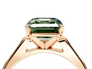 Solitaire Engagement Ring Setting for Fancy Green Asscher Cut Center with Channel Accents and Prong Head in Rose Gold