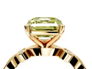 Solitaire Engagement Ring Setting for Fancy Yellow Asscher Cut Center with Milgrain Bezel Accents and Prong Head in Yellow Gold