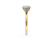 Solitaire Engagement Ring Setting for Fancy Blue Princess Cut Center with Straight Thin Band and Prong Head in Yellow Gold
