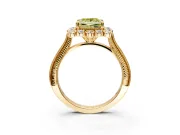 Milgrain Halo Engagement Ring Setting for Fancy Yellow Princess Cut Center with Bezel Point Accents and Prong Head in Yellow Gold