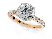 Solitaire Engagement Ring Setting for Round Cut Center with Large Accent Band and Prong Head in Rose Gold