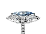 Floral Halo Engagement Ring Setting for Fancy Blue Marquise Center with Pave Accents and Prong Head in Sterling Silver