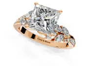 Solitaire Engagement Ring Setting for Princess Cut Center with Marquise Accent Twist Band and Prong Head in Rose Gold
