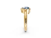Halo Engagement Ring Setting for Fancy Blue Heart-Shaped Center with Tapered Plain Band and Prong Head in Yellow Gold