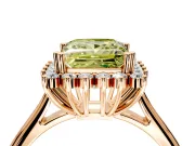 Starburst Halo Engagement Ring Setting for Fancy Yellow Princess Cut Center with Thin Round-Wire Band and Prong Head in Rose Gold