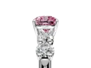 5 Stone Engagement Ring Setting for Fancy Pink Cushion Cut Center with Graduated Accents and Prong Head in Sterling Silver