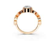 Milgrain Bezel Engagement Ring Setting for Cushion Cut Center with Marquise Stations and Bezel Head in Rose Gold