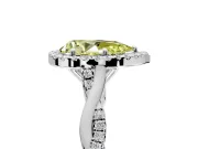 Halo Engagement Ring Setting for Fancy Yellow Pear-Shaped Center with Twist Band and Prong Head in White Gold