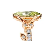 Leaf Motif Engagement Ring Setting for Fancy Yellow Marquise Center with Pave Band and Prong Head in Rose Gold