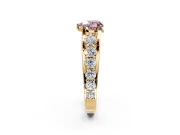 Solitaire Engagement Ring Setting for Fancy Pink Heart-Shaped Center with Graduated Shared Prongs and Prong Head in Yellow Gold