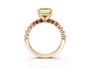 Solitaire Engagement Ring Setting for Fancy Yellow Asscher Cut Center with Bezel-Dot Beaded Band and Prong Head in Rose Gold