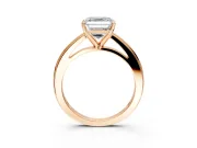 Solitaire Engagement Ring Setting for Asscher Cut Center with Flat-Sided Plain Band and Prong Head in Rose Gold