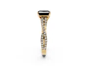 Solitaire Engagement Ring Setting for Fancy Black Princess Cut Center with Twisted Pave Split Shank and Prong Head in Yellow Gold