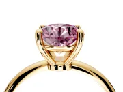 Minimalist Solitaire Engagement Ring Setting for Fancy Pink Round Cut Center with Thin Band and Prong Head in Yellow Gold
