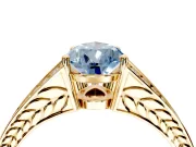 Split Shank Engagement Ring Setting for Fancy Blue Pear-Shaped Center with Pave Split Shank and Prong Head in Yellow Gold