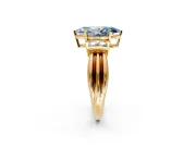 Solitaire Engagement Ring Setting for Fancy Blue Marquise Center with Grooved Bar Accent Band and Prong Head in Yellow Gold