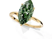 Solitaire Engagement Ring Setting for Fancy Green Marquise Center with Straight Thin Band and Prong Head in Yellow Gold