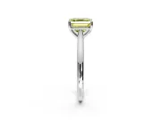 Solitaire Engagement Ring Setting for Fancy Yellow Asscher Cut Center with Narrow Cathedral Band and Prong Head in Sterling Silver