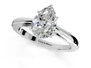 Solitaire Engagement Ring Setting for Pear-Shaped Center with Open Cathedral Shoulders and Prong Head in Platinum