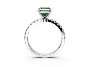 Open Basket Engagement Ring Setting for Fancy Green Asscher Cut Center with Pave Band and Prong Head in Sterling Silver