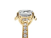 Floral Engagement Ring Setting for Asscher Cut Center with Four Accent Clusters and Prong Head in Yellow Gold