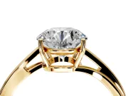 Solitaire Engagement Ring Setting for Round Cut Center with Plain Bypass Twist Band and Prong Head in Yellow Gold