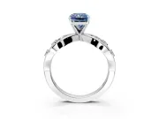 Solitaire Engagement Ring Setting for Fancy Blue Radiant Cut Center with Criss-Cross Accent Band and Prong Head in Platinum