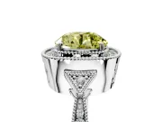 Halo Engagement Ring Setting for Fancy Yellow Round Cut Center with Milgrain Rim, Pave Band and Prong Head in Sterling Silver