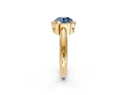 Halo Engagement Ring Setting for Fancy Blue Round Cut Center with Tapered Plain Band and Prong Head in Yellow Gold
