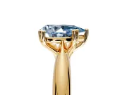 Solitaire Engagement Ring Setting for Fancy Blue Pear-Shaped Center with Reverse Tapered Band and Prong Head in Yellow Gold