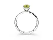 Solitaire Engagement Ring Setting for Fancy Yellow Emerald Cut Center with Shared-Prong Accents and Prong Head in Platinum
