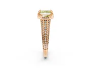Solitaire Engagement Ring Setting for Fancy Yellow Radiant Cut Center with Accented Split Shank and Prong Head in Rose Gold
