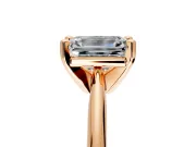 Solitaire Engagement Ring Setting for Emerald Cut Center with Knife Ridge Band and Claw Prong Head in Rose Gold
