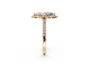 Halo Engagement Ring Setting for Marquise Center with Narrowing Pave Band and Prong Head in Rose Gold