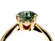 Solitaire Engagement Ring Setting for Fancy Green Round Cut Center with Knife Ridge Band and Claw Prong Head in Yellow Gold