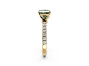 Open Basket Engagement Ring Setting for Fancy Green Princess Cut Center with Pave Band and Prong Head in Yellow Gold
