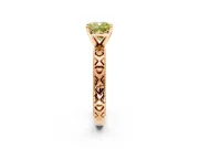 Solitaire Engagement Ring Setting for Fancy Yellow Cushion Cut Center with XO Engraved Band and Prong Head in Rose Gold