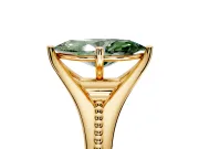Solitaire Engagement Ring Setting for Fancy Green Marquise Center with Milgrain Cathedral Band and Prong Head in Yellow Gold