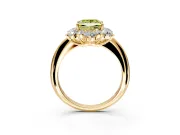 Small-Accent Cluster Halo Engagement Ring Setting for Fancy Yellow Princess Cut Center with Plain Band and Prong Head in Yellow Gold