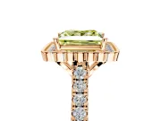 Milgrain Floral Halo Engagement Ring Setting for Fancy Yellow Princess Cut Center with Pave Band and Prong Head in Rose Gold