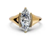 Tension Engagement Ring Setting for Marquise Center with Wide Tapered Band and Tension Head in Yellow Gold